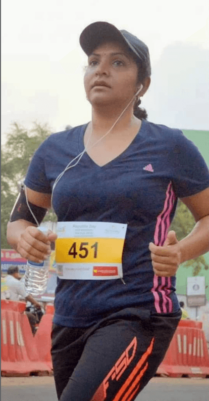 Srividya during an early personal fitness milestone